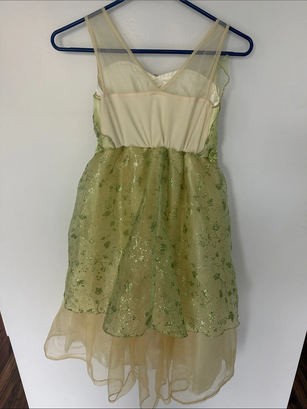 Disney Green and Cream princess Tiana Inspired Girls Costume Dress - Picture 4 of 5